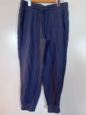 Cloth & Stone 100% Linen Navy Jogger Style Pant Elastic Waist Small